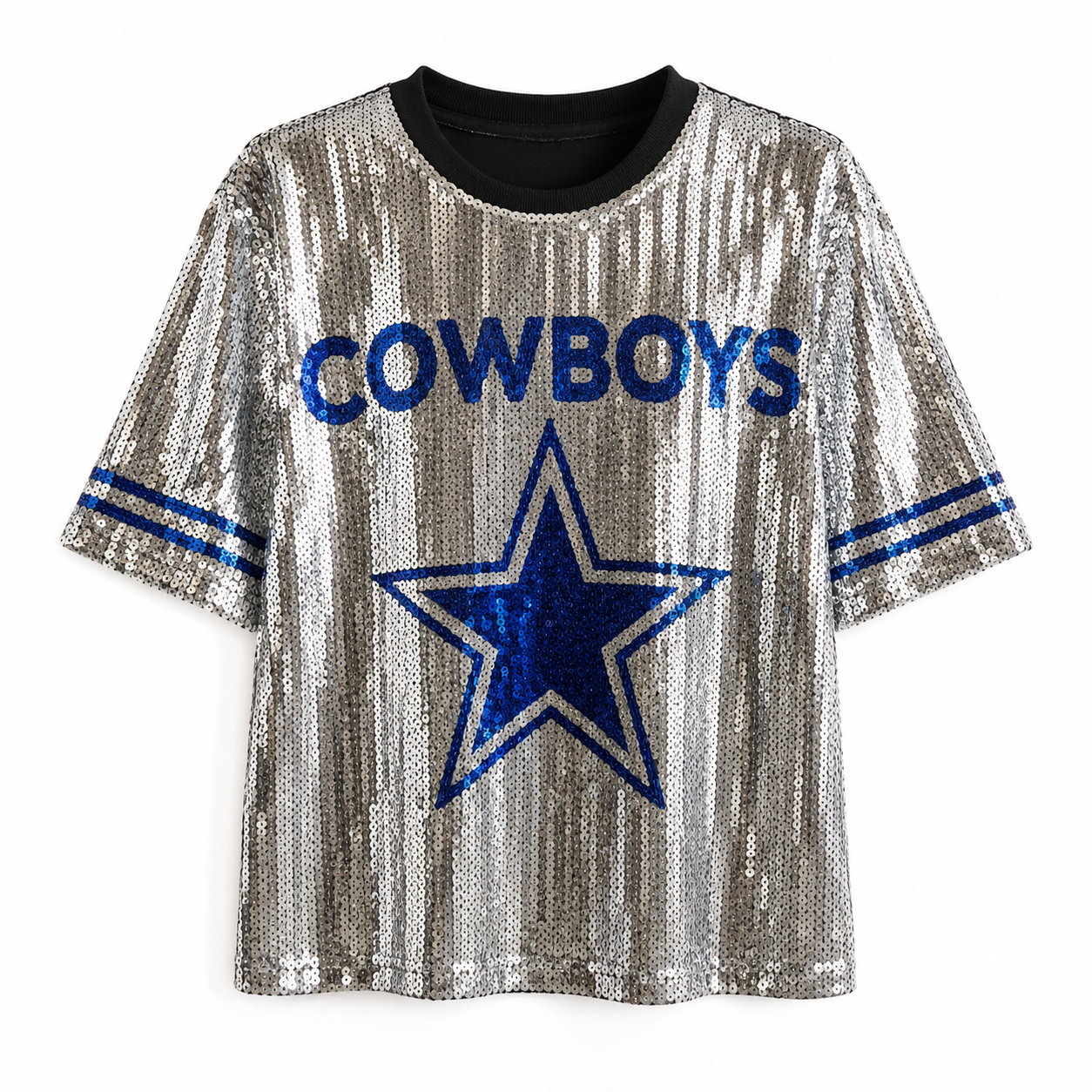 Dallas Cowboys Silver Sequin Crop Shirt