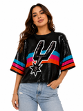 Spurs Logo Sequin Crop Shirt Black