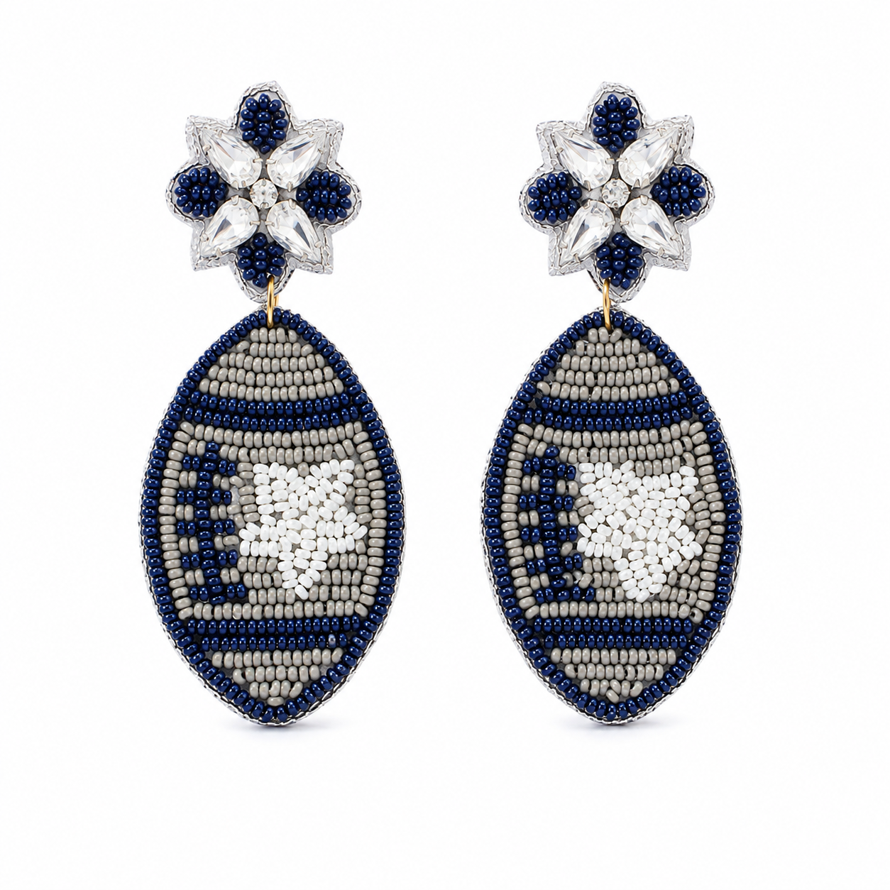 Cowboys Game Day Football Beaded Statement Earrings