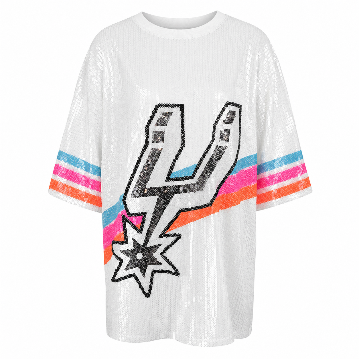 Spurs Logo  White Sequin Dress