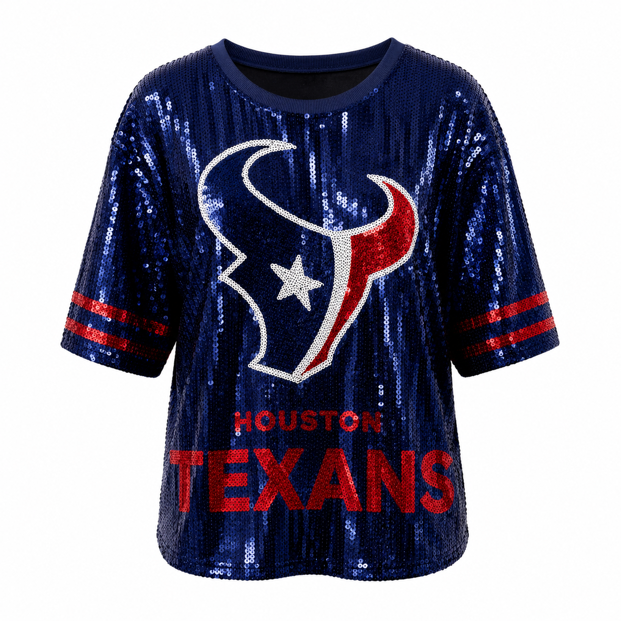 Houston Texan Blue Sequin Crop Shirt