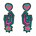 Handmade Beaded Heart Spurs Statement Earrings
