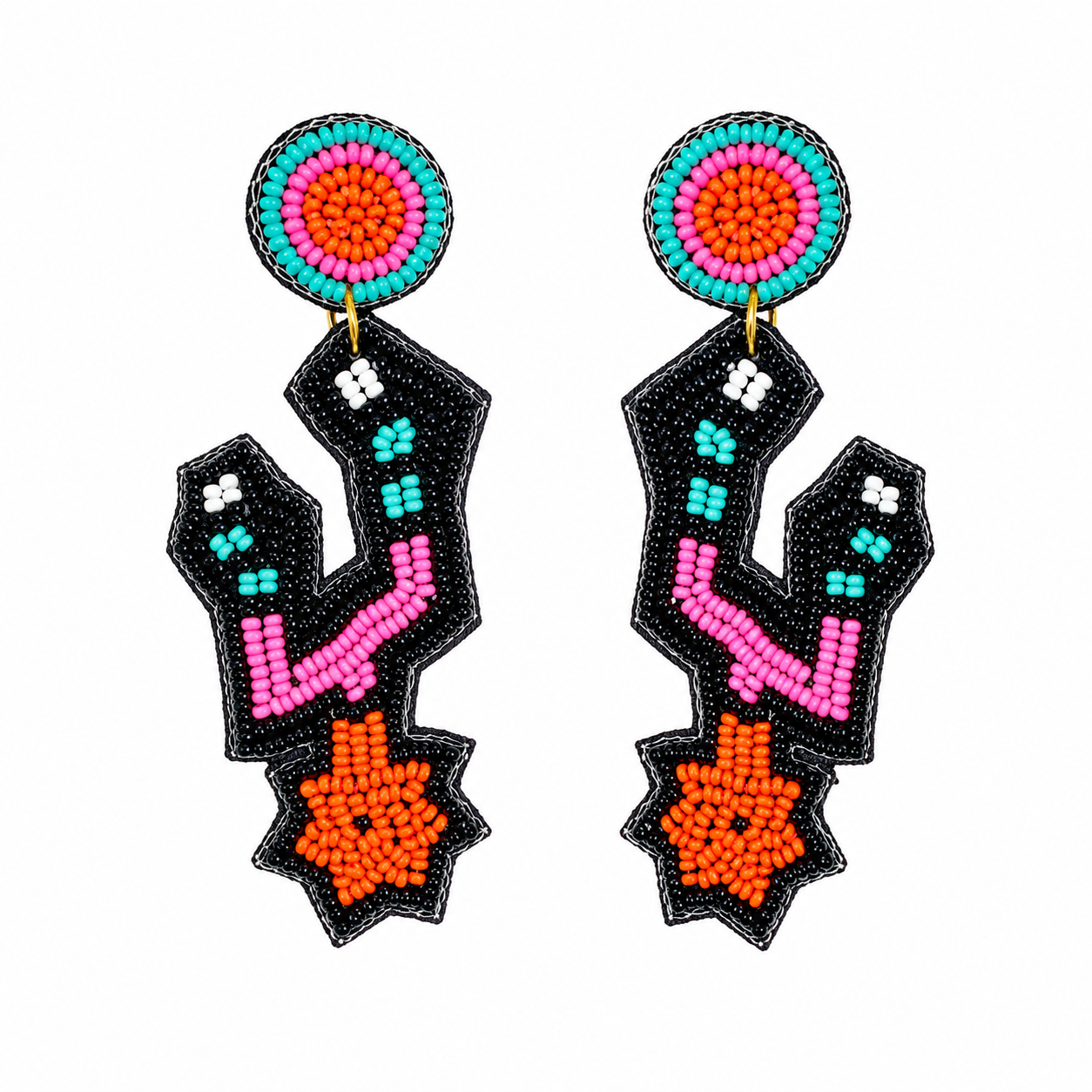 Handmade Beaded Spurs-Inspired Statement Earrings