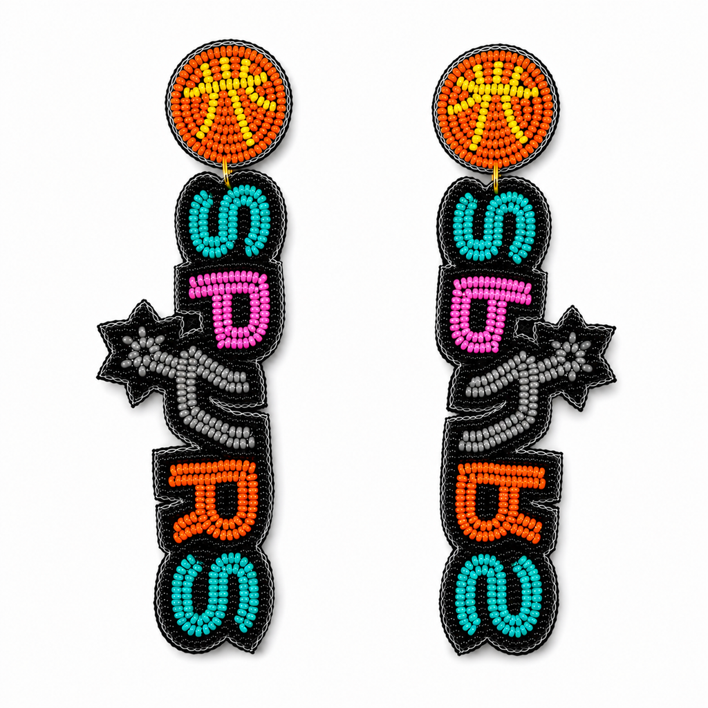 Handmade Spurs-Inspired Beaded Statement Earrings