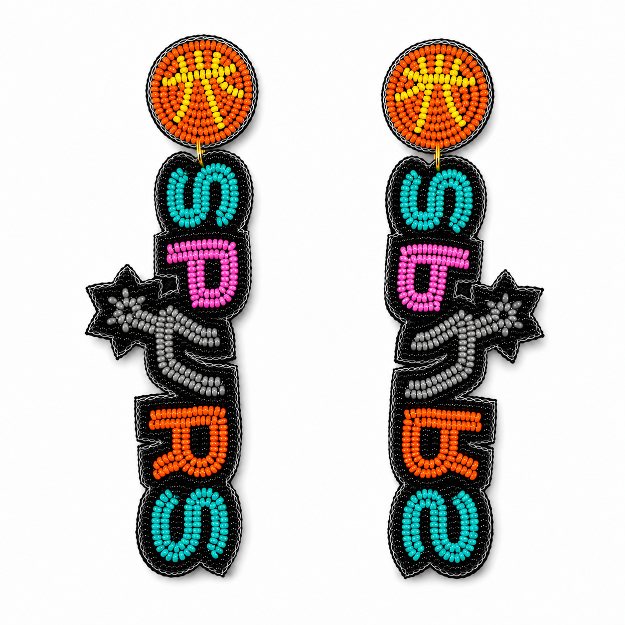 Handmade Spurs-Inspired Beaded Statement Earrings