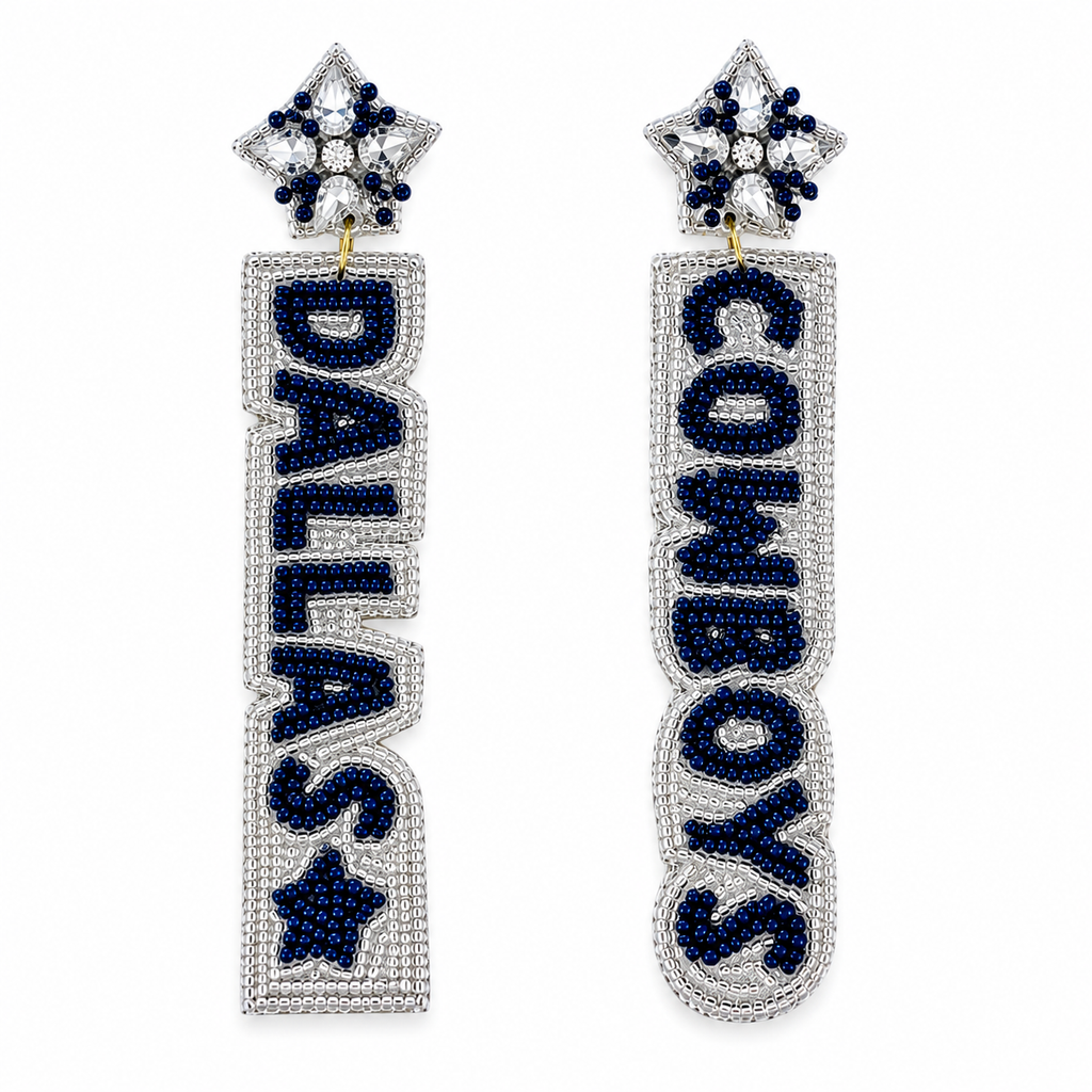 Handmade Dallas Cowboys-Inspired Beaded Statement Earrings