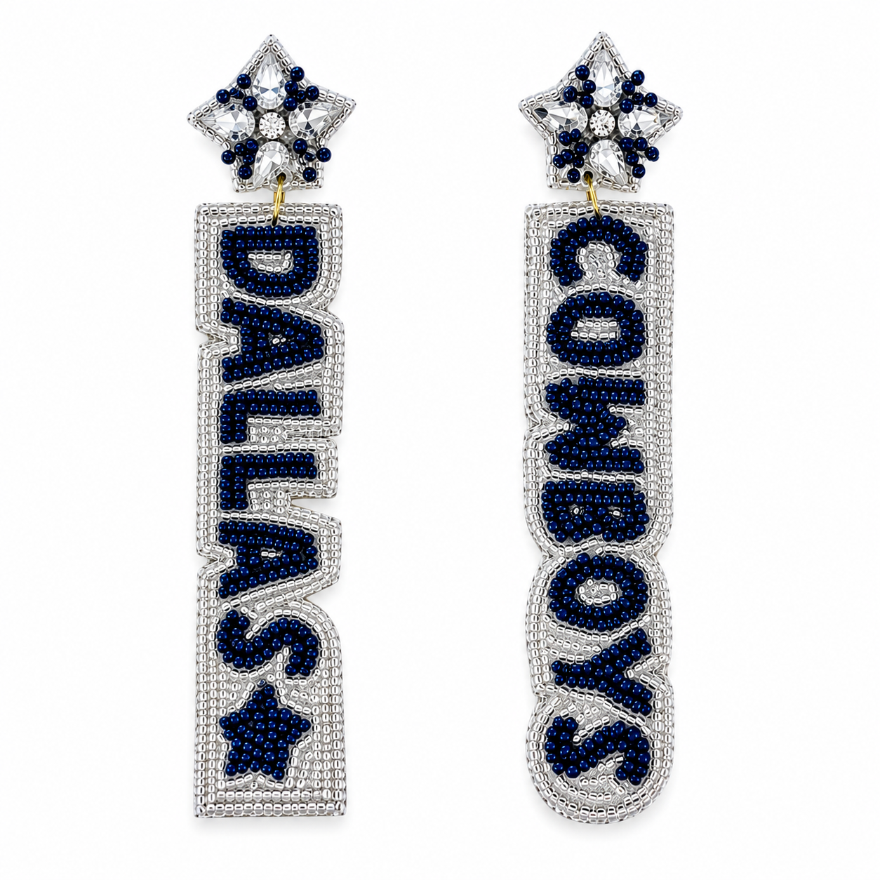 Handmade Dallas Cowboys-Inspired Beaded Statement Earrings