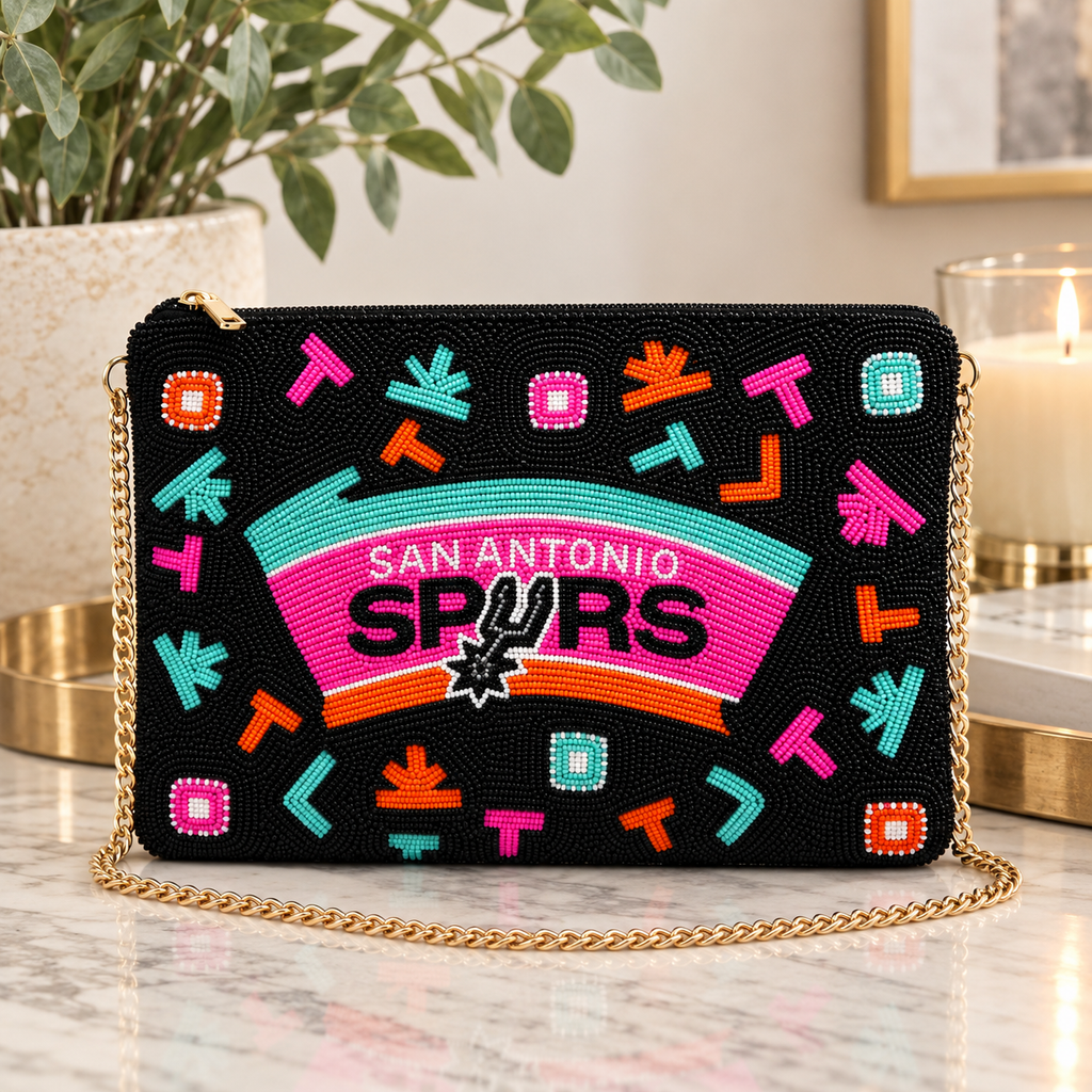 San Antonio Spurs Color Pop Beaded Crossbody Clutch