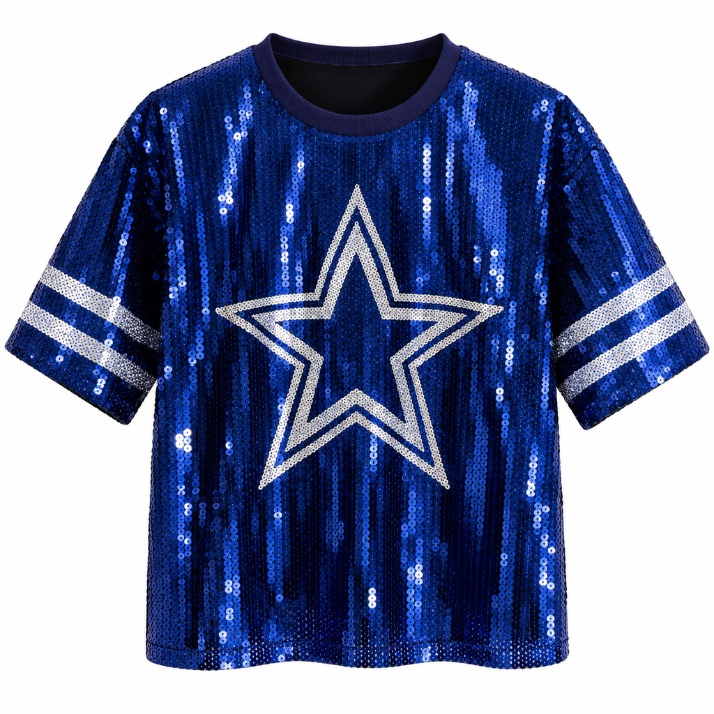 Dallas Cowboys-Blue Sequin Game Day Top