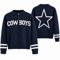 Dallas Cowboys-Inspired Navy Knit Zip-Up Sweater