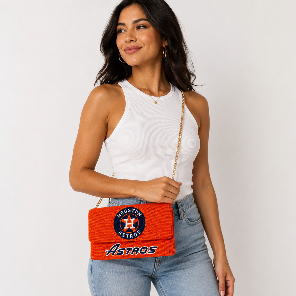 Houston Astros Beaded Convertible Clutch, Crossbody & Sling Bag