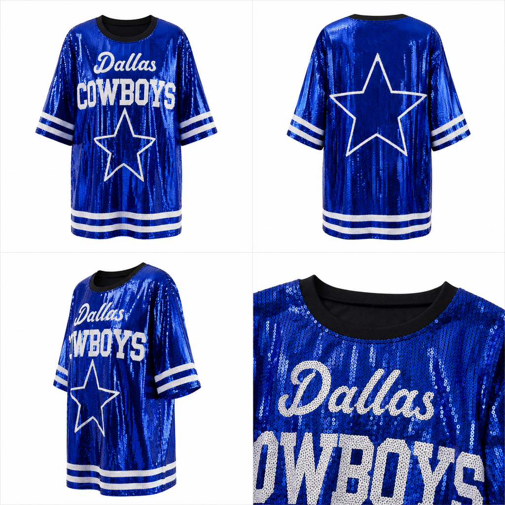 Dallas Cowboys Logo  Blue Sequin Dress