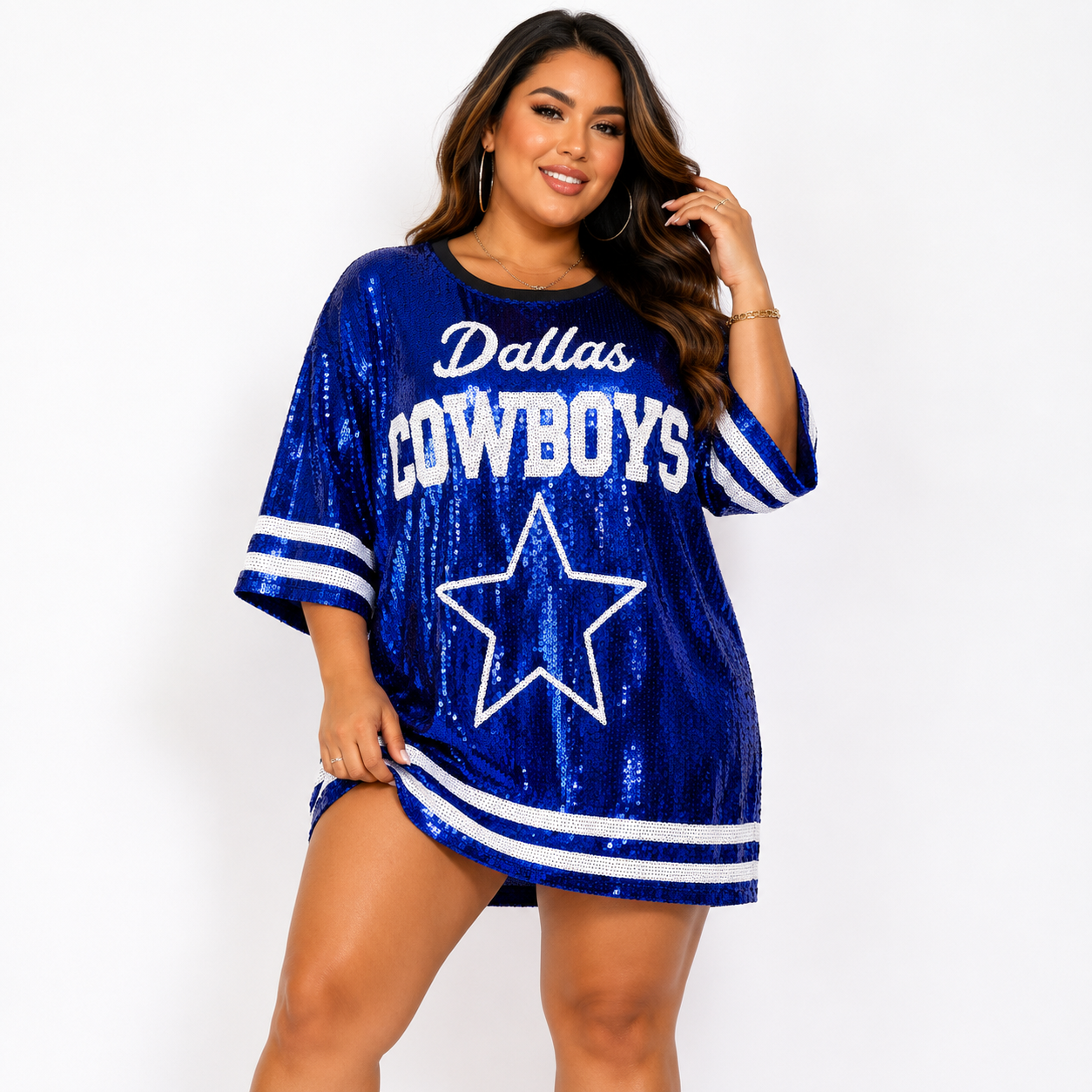 Dallas Cowboys Logo  Blue Sequin Dress