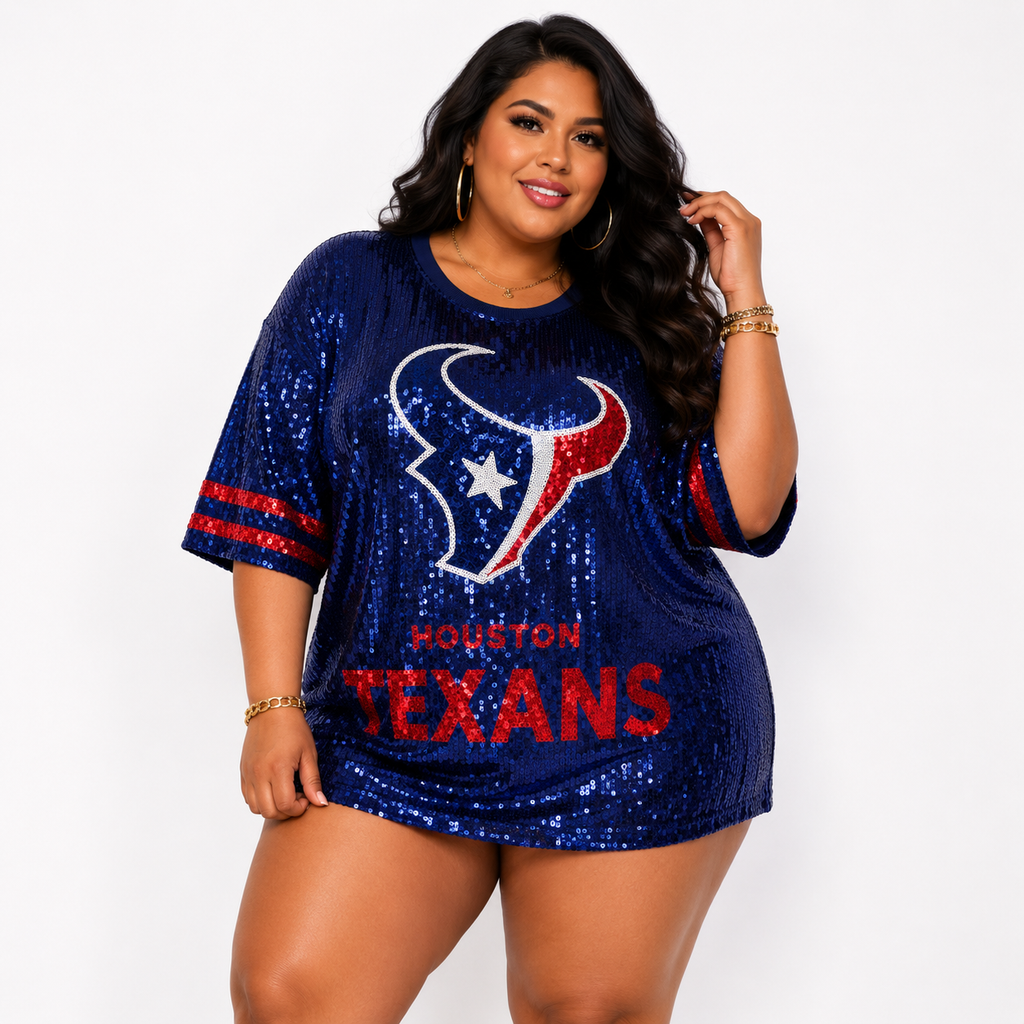 Houston Texan Blue Sequin Crop Shirt