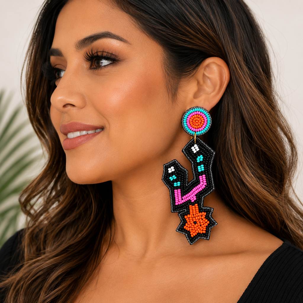 Handmade Beaded Spurs-Inspired Statement Earrings