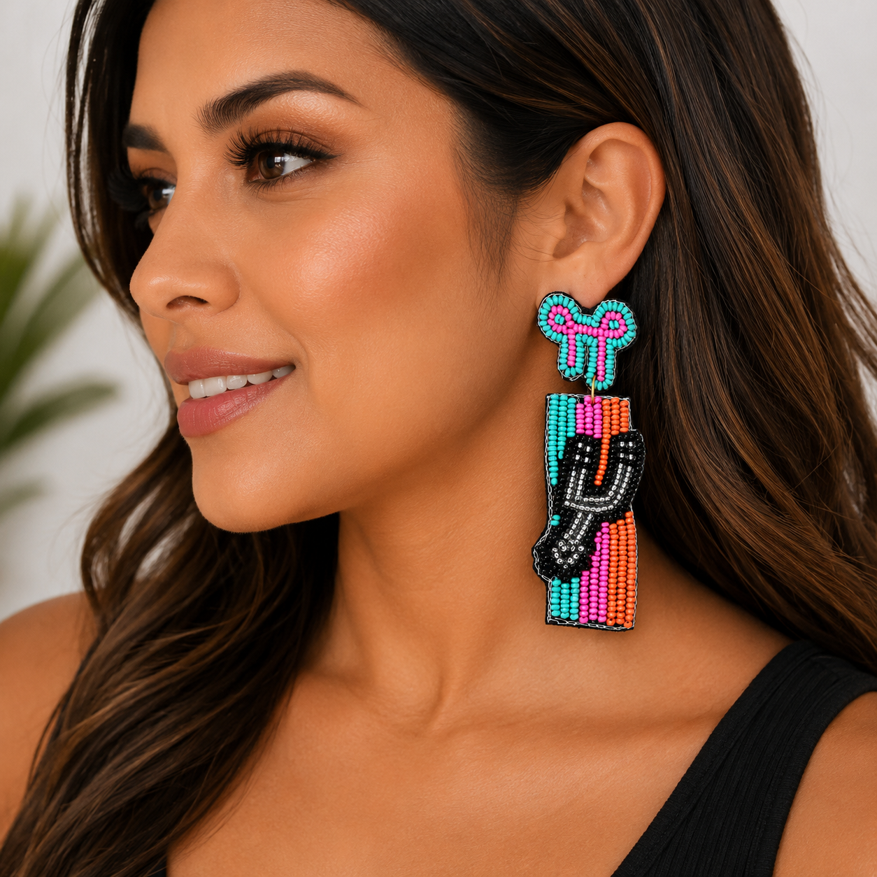 Handmade Spurs-Inspired Beaded Statement Earrings