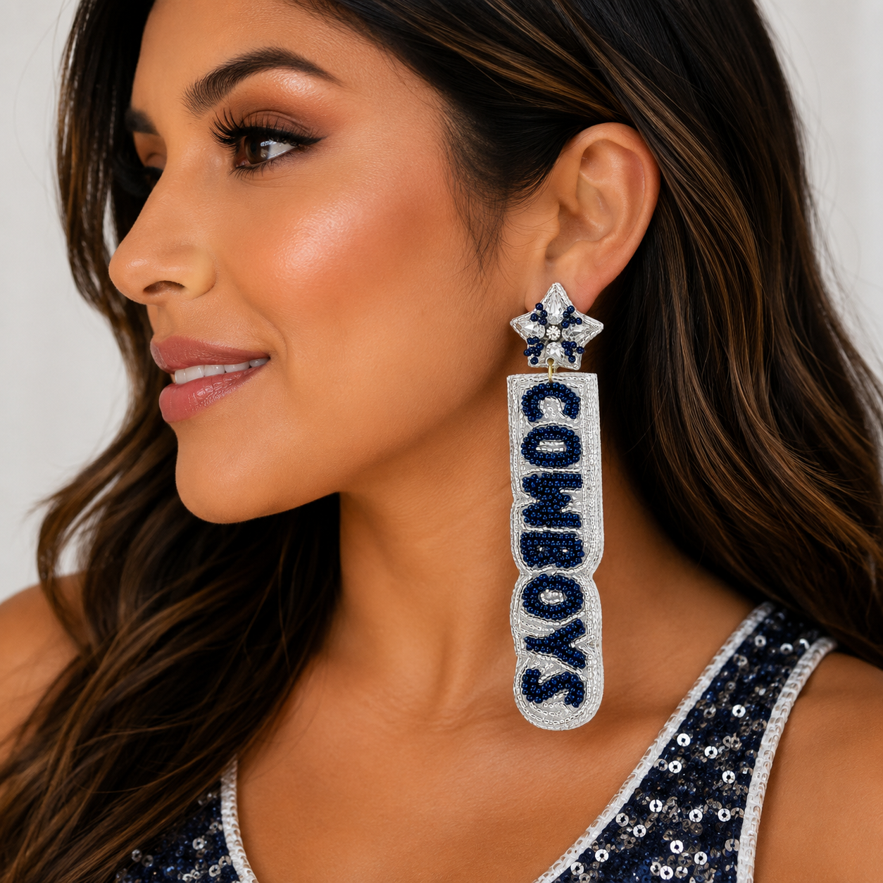 Handmade Dallas Cowboys-Inspired Beaded Statement Earrings