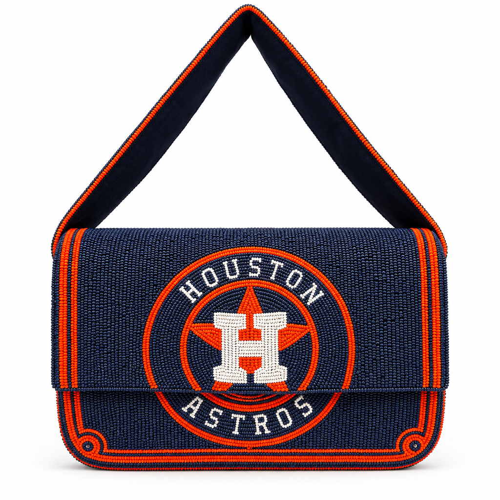 Houston Astros Handcrafted Beaded Shoulder Bag