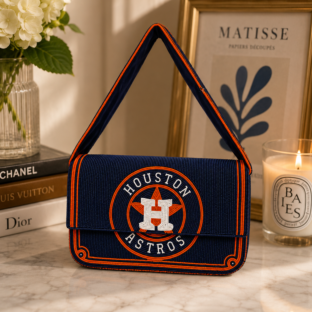 Houston Astros Handcrafted Beaded Shoulder Bag