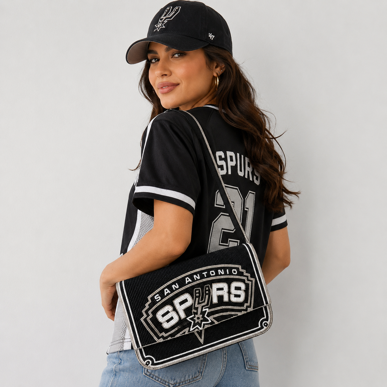 San Antonio Spurs Beaded Shoulder Bag