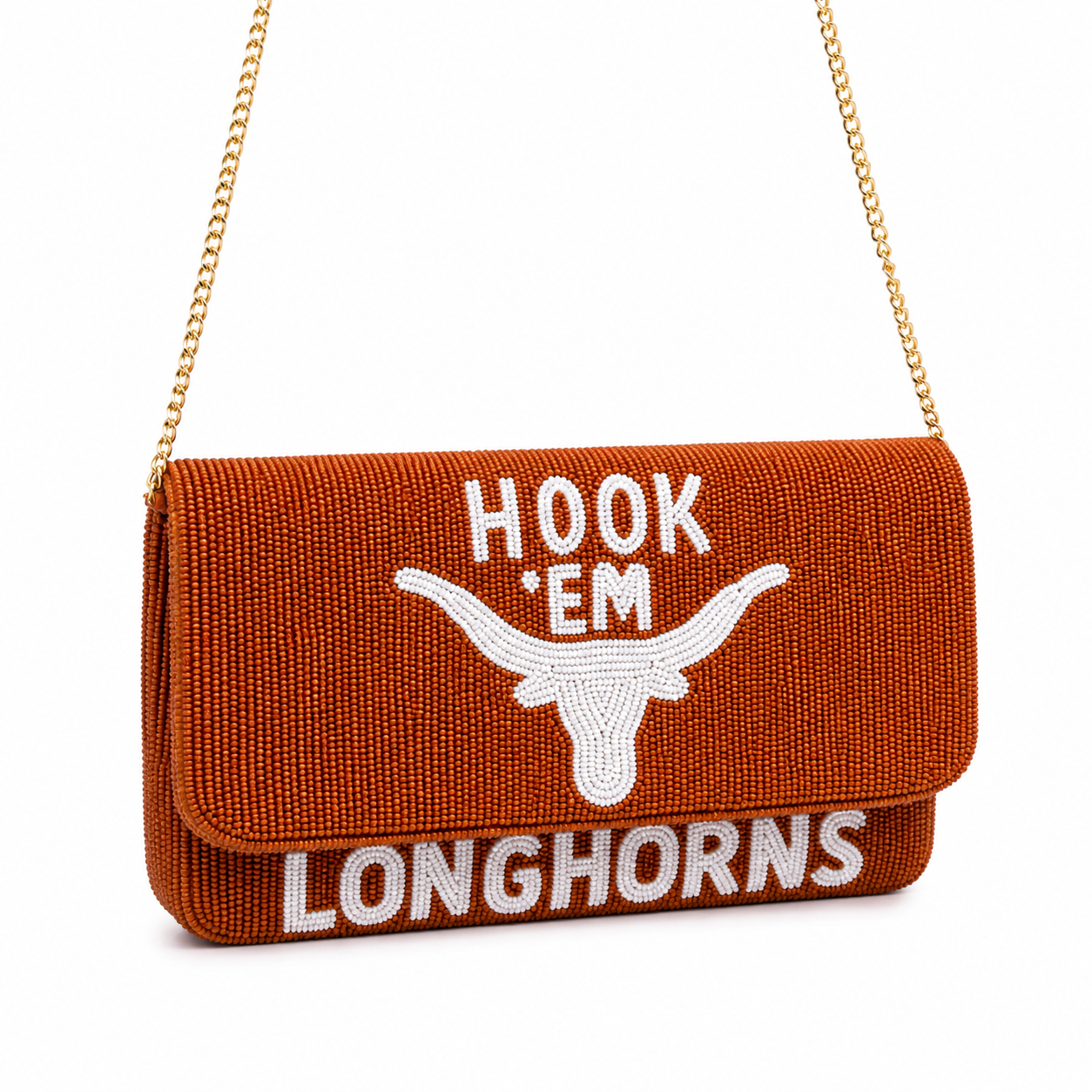 Texas Longhorns "Hook 'Em" Beaded Crossbody Bag