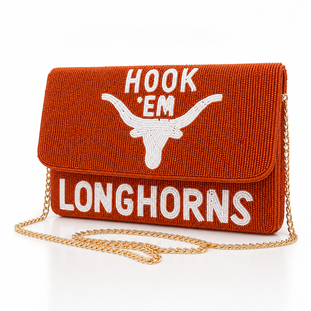 Texas Longhorns "Hook 'Em" Beaded Crossbody Bag