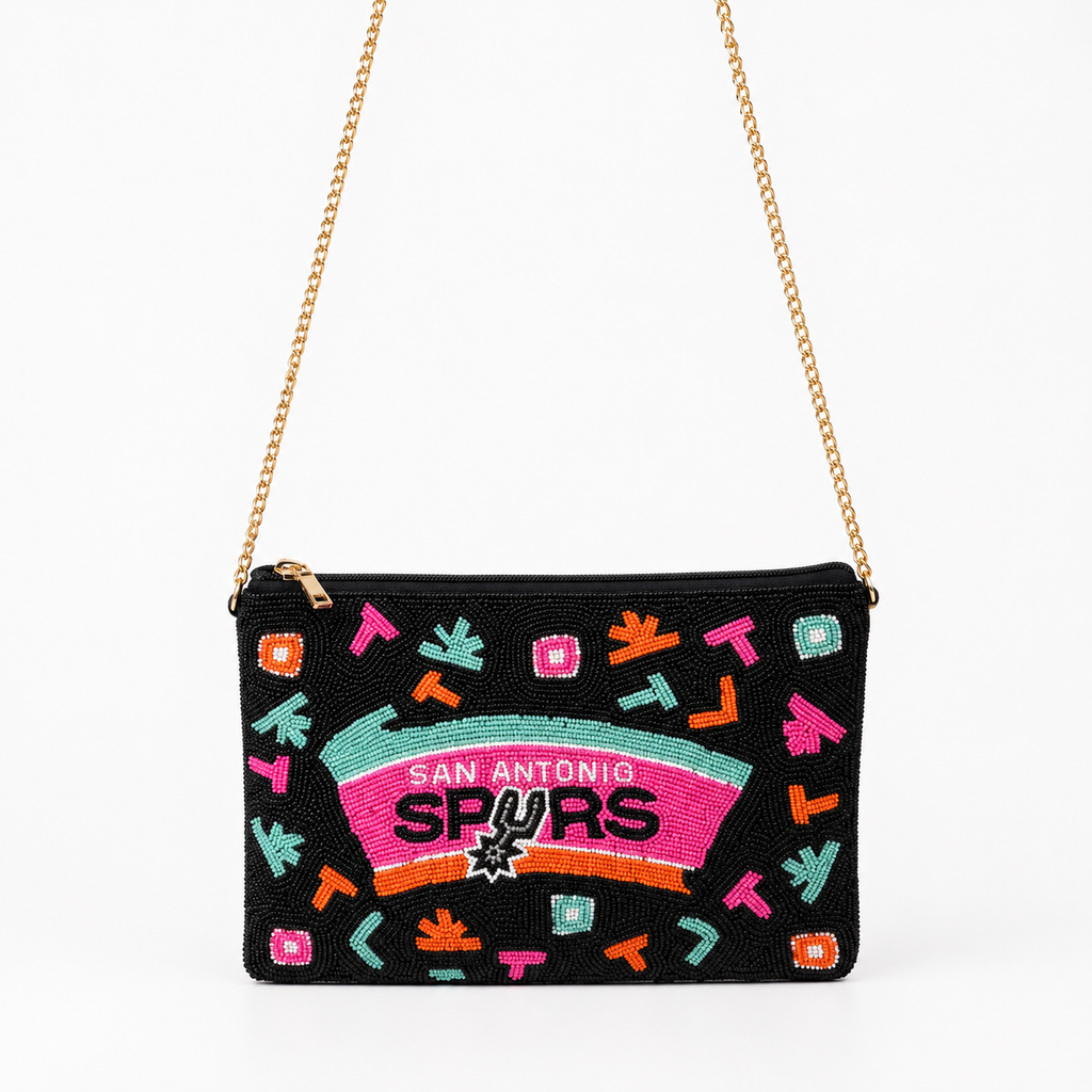 San Antonio Spurs Color Pop Beaded Crossbody Clutch