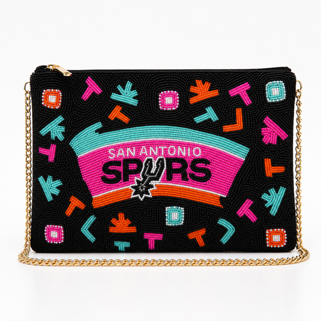 San Antonio Spurs Color Pop Beaded Crossbody Clutch