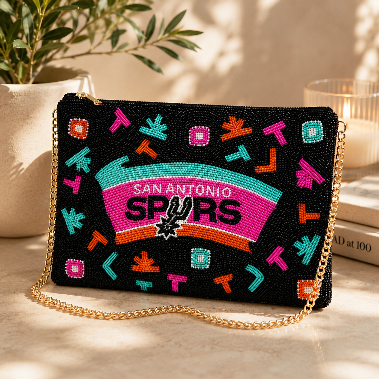 San Antonio Spurs Color Pop Beaded Crossbody Clutch