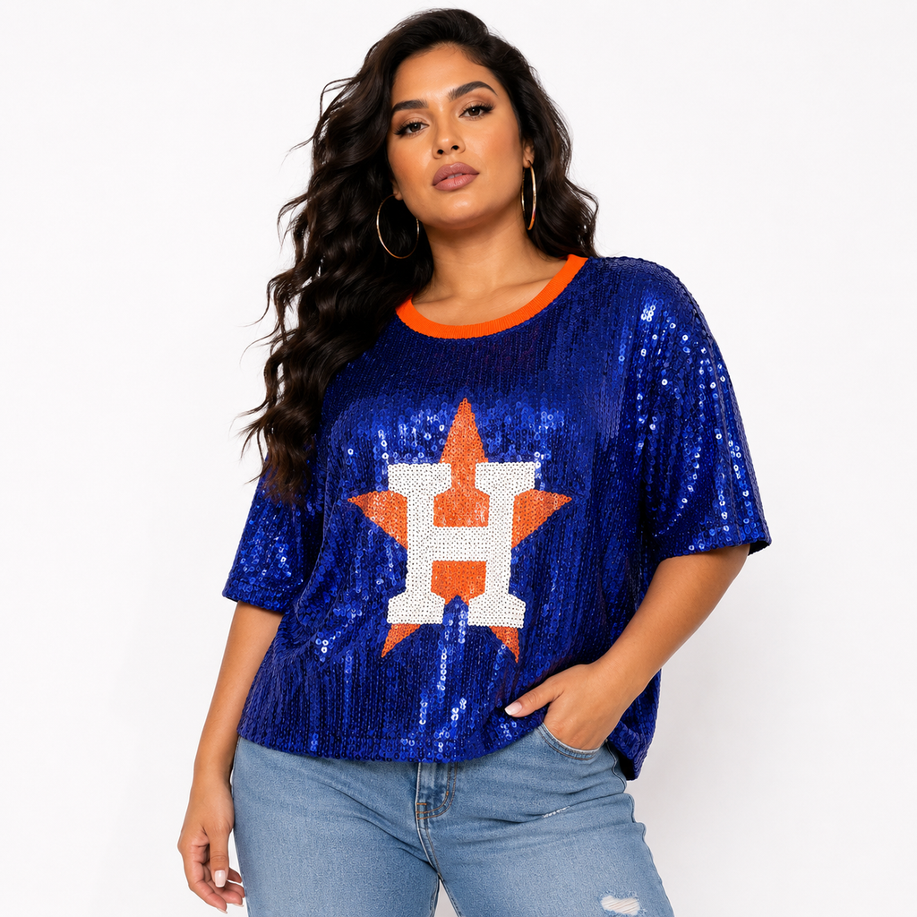 Houston Astros Sequin Crop Shirt
