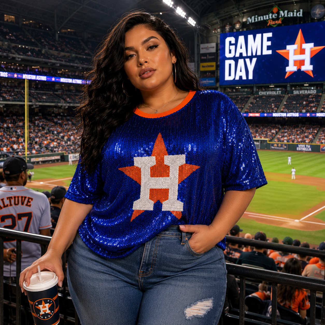 Houston Astros Sequin Crop Shirt