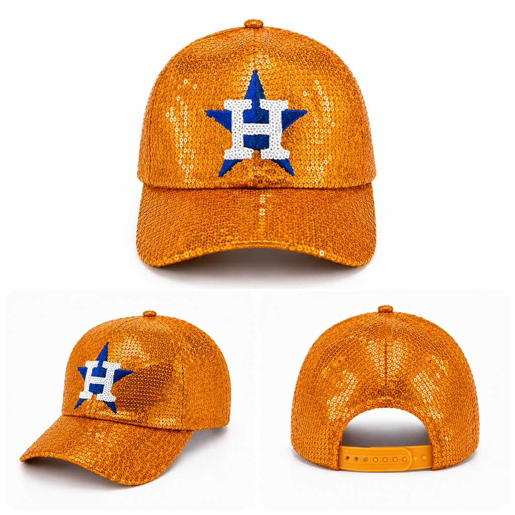 Houston Astros Inspired Sequin Baseball Cap