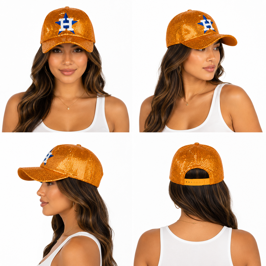 Houston Astros Inspired Sequin Baseball Cap