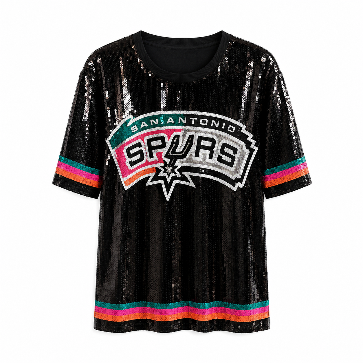 Spurs Retro Black Sequin Dress