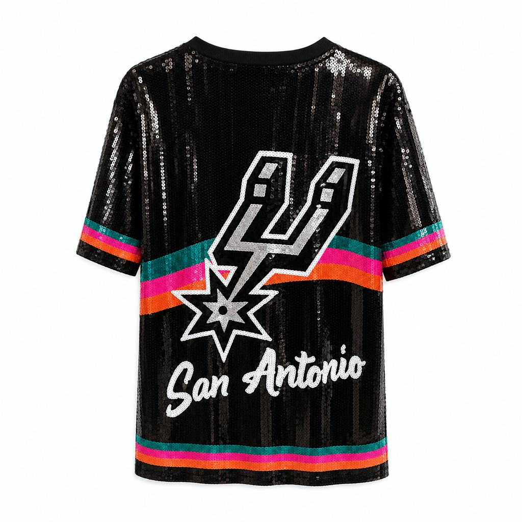 Spurs Retro Black Sequin Dress
