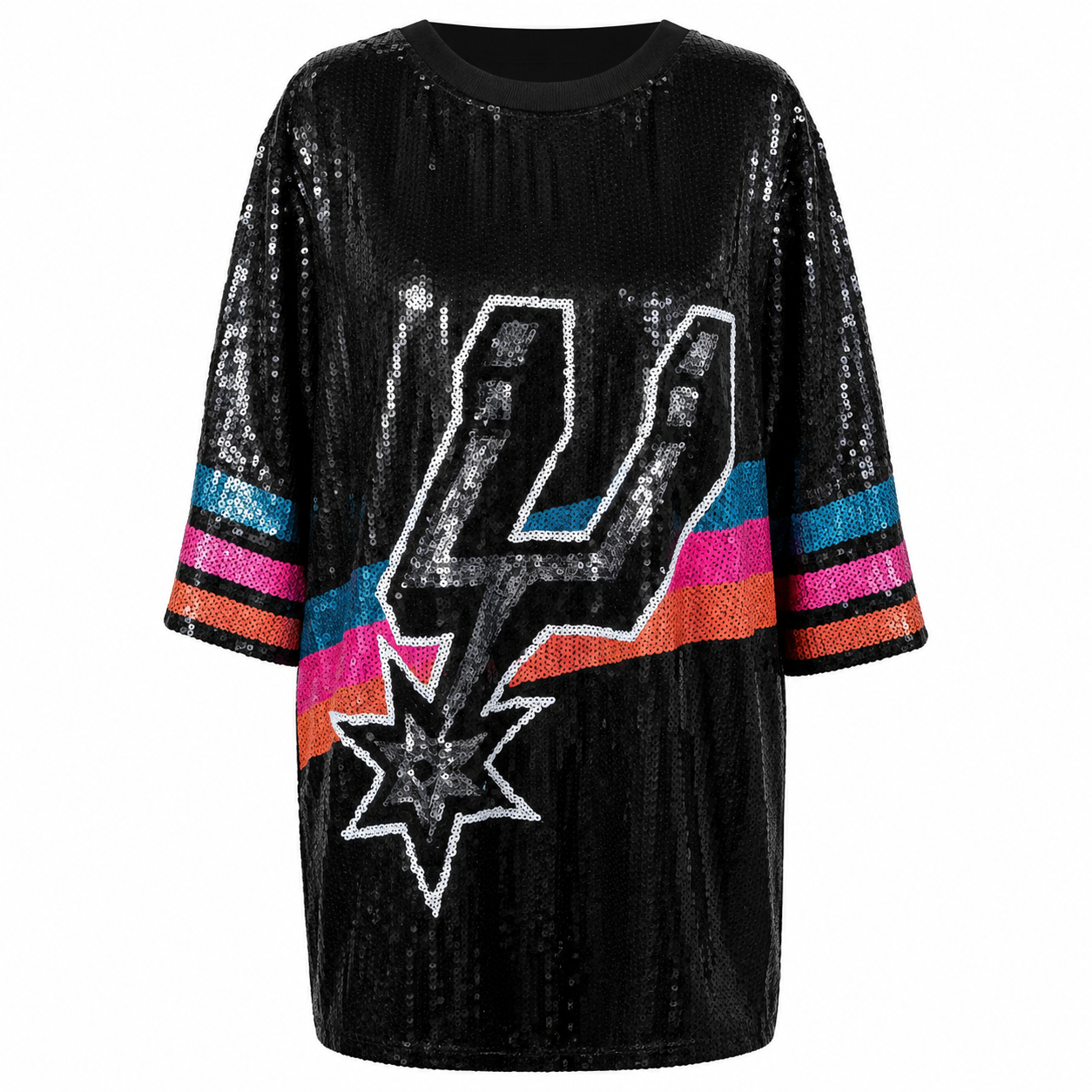 Spurs Logo  Black Sequin Dress