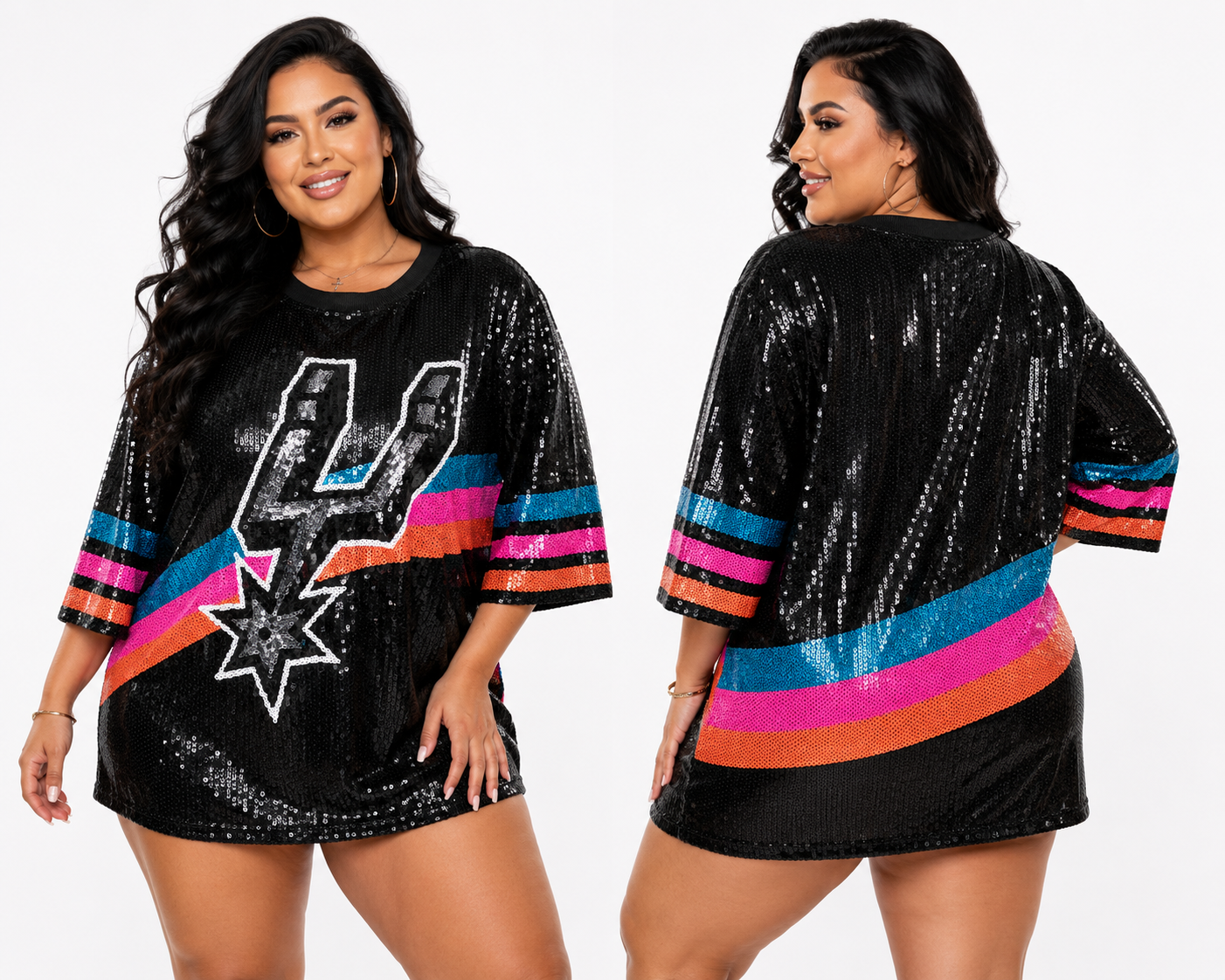 Spurs Logo  Black Sequin Dress