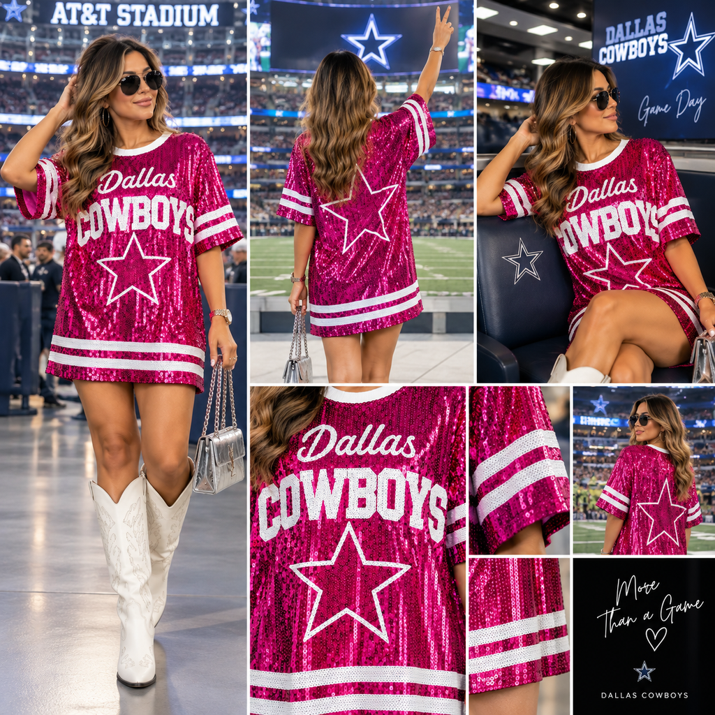 Dallas Cowboys Pink Sequin Game Day Mini Dress