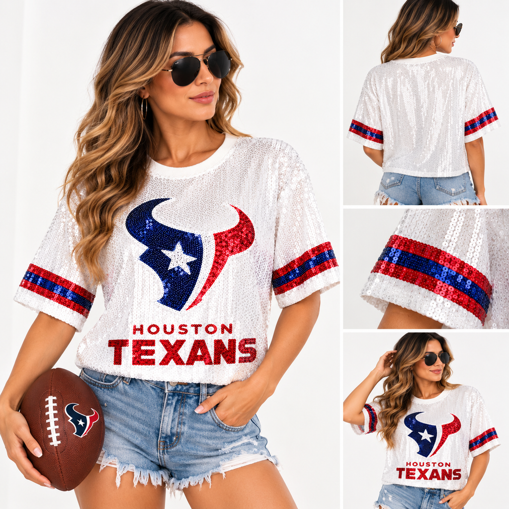 Houston Texans Sequin Game Day Top – White