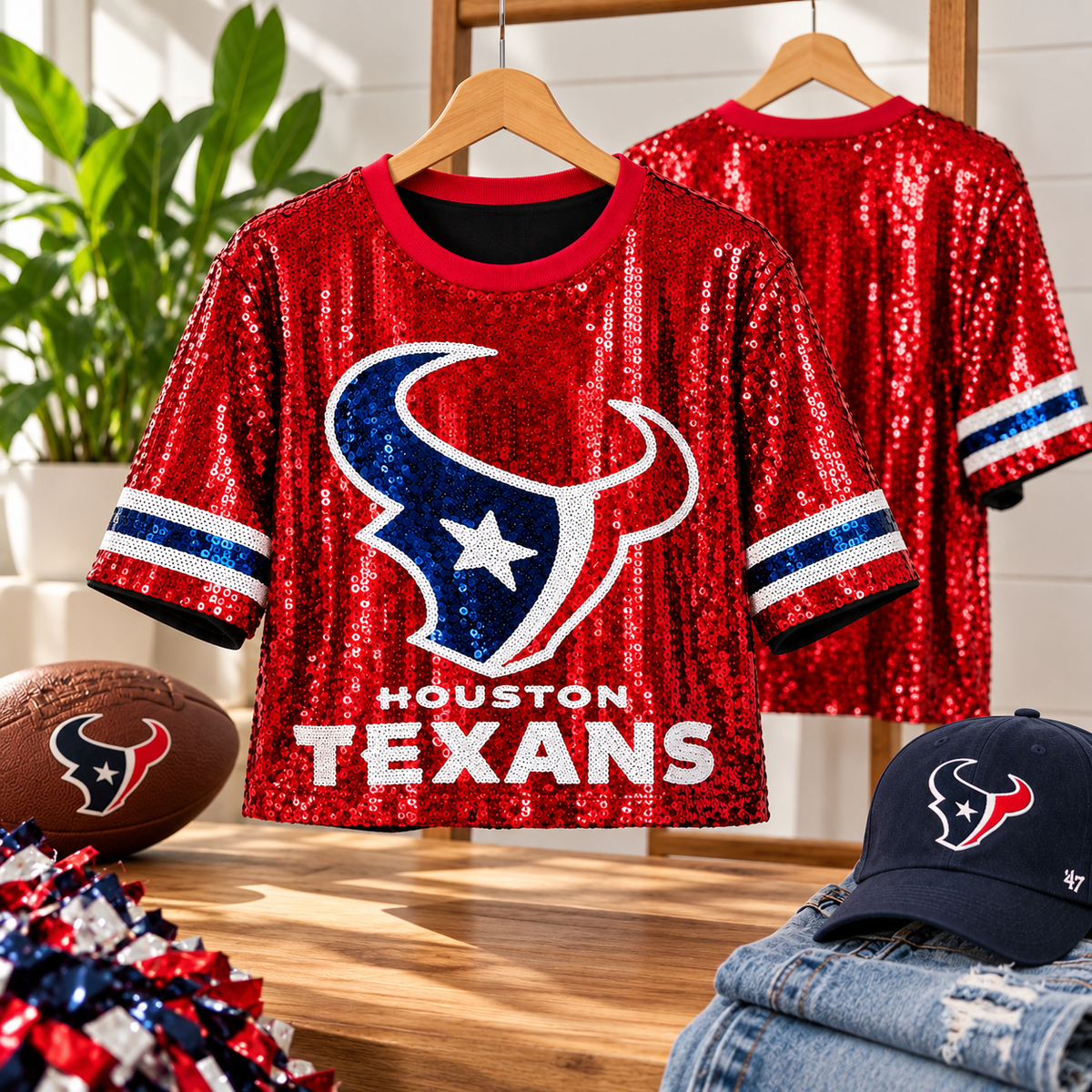 Houston Texans Sequin Game Day Top