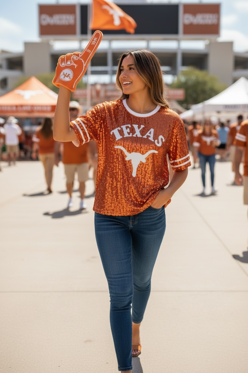 Texas Longhorns Sequin Crop Shirt