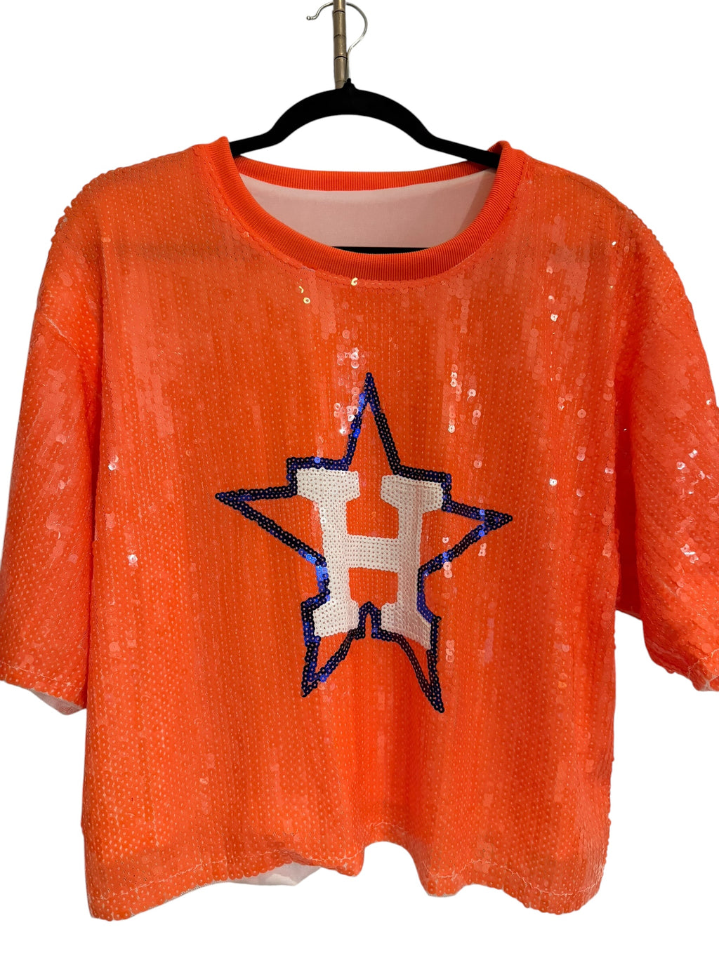Houston Astros Orange Sequin Crop Shirt