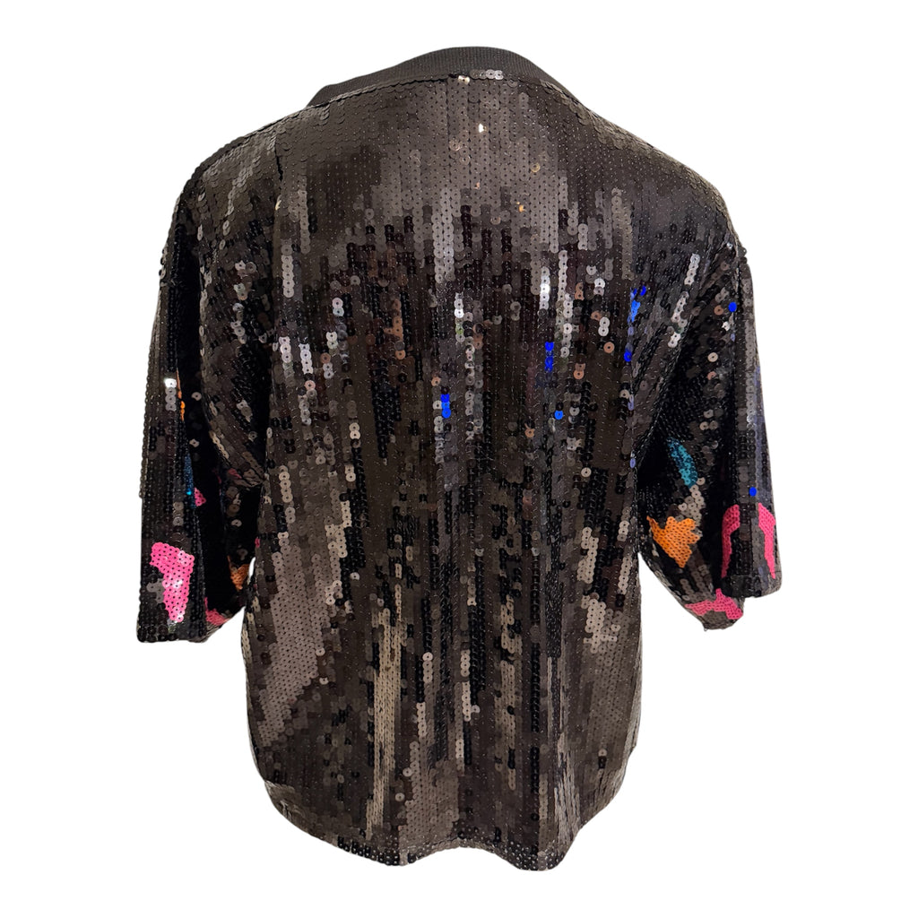 Spurs Texas Sequin Crop Shirt Black
