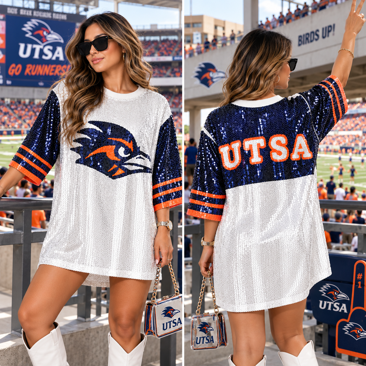 UTSA Roadrunners Sequin Game Day Shirt Dress