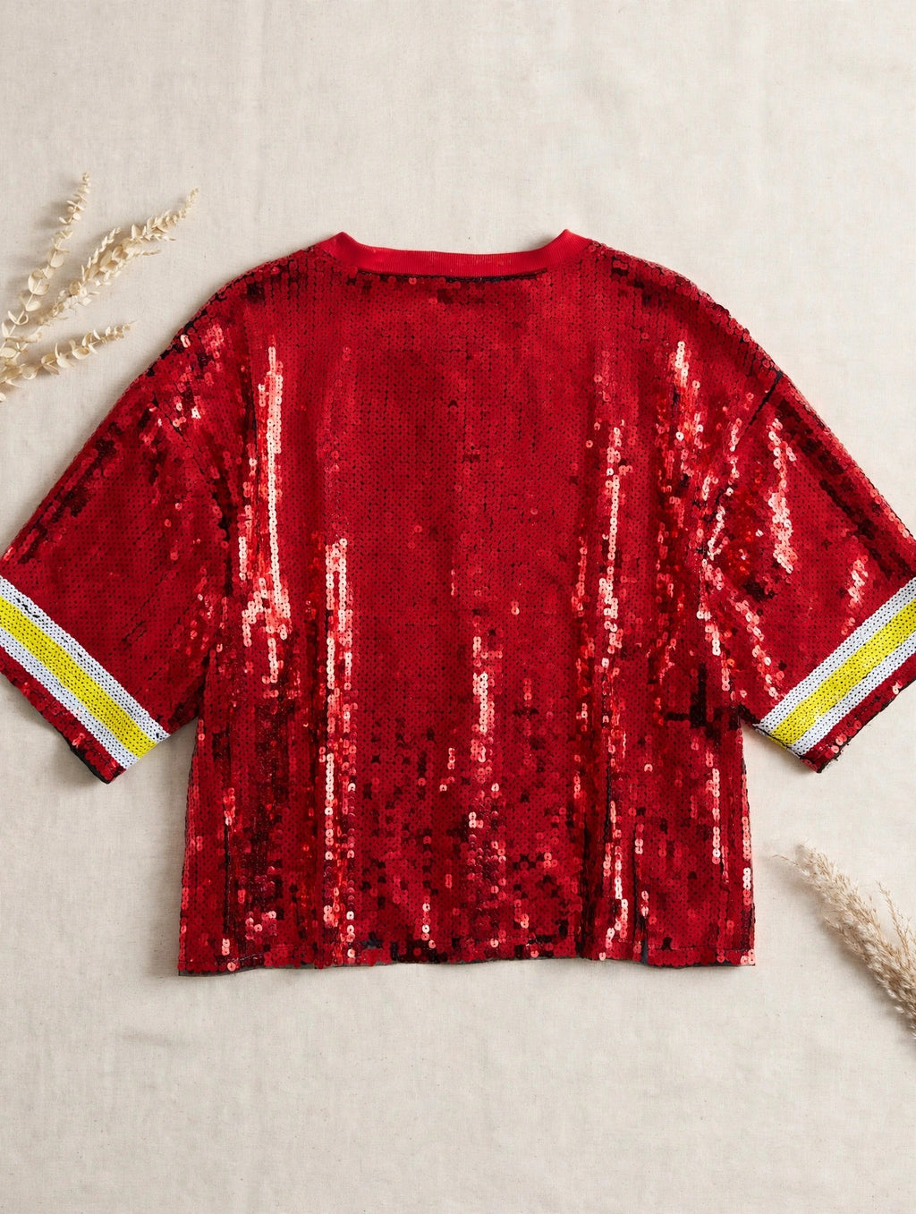 Kansas City Chiefs red sequin crop top - back view
