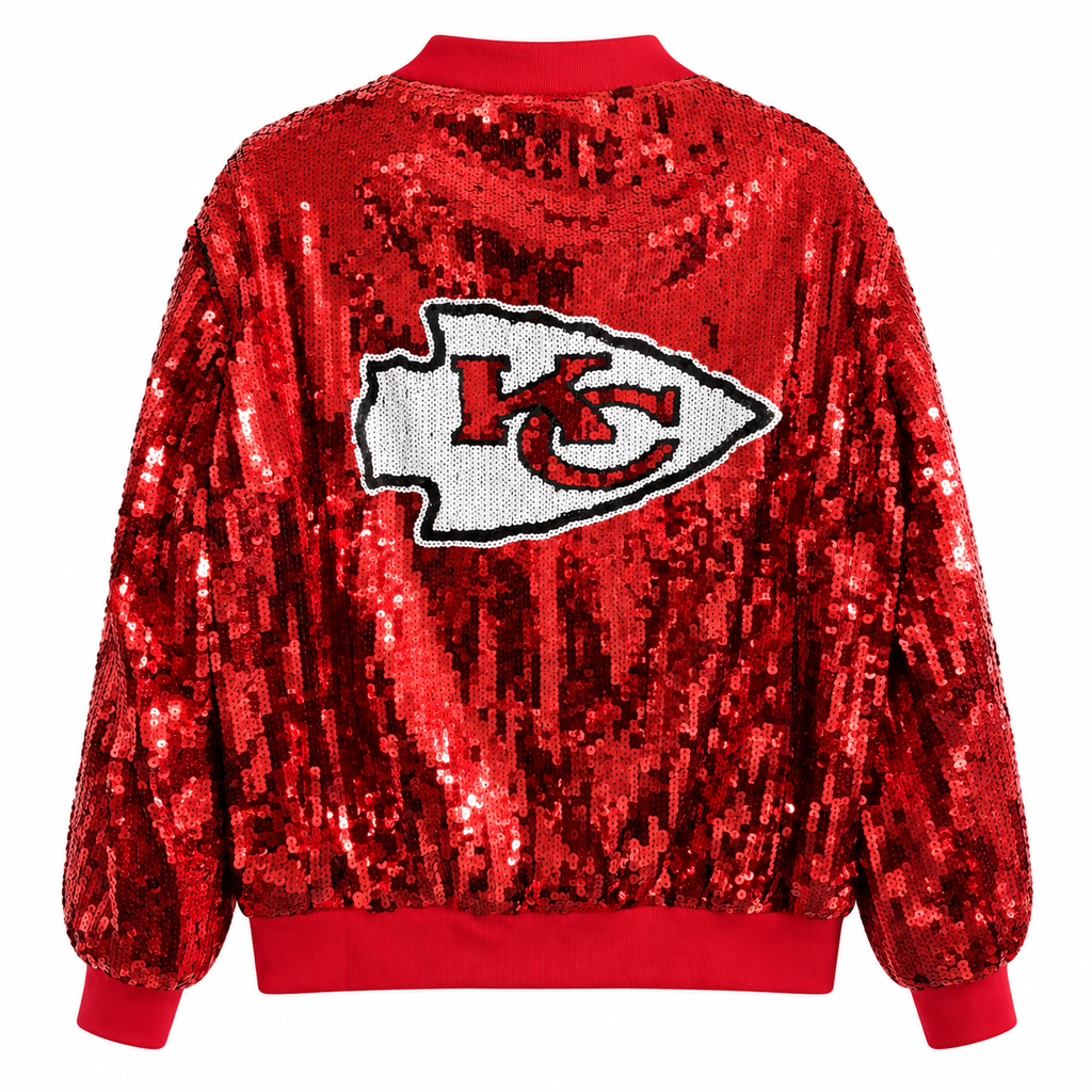 Red Chiefs sequin bomber jacket back white