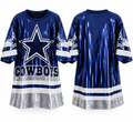 Front and back navy Dallas Cowboys sequin game day dress