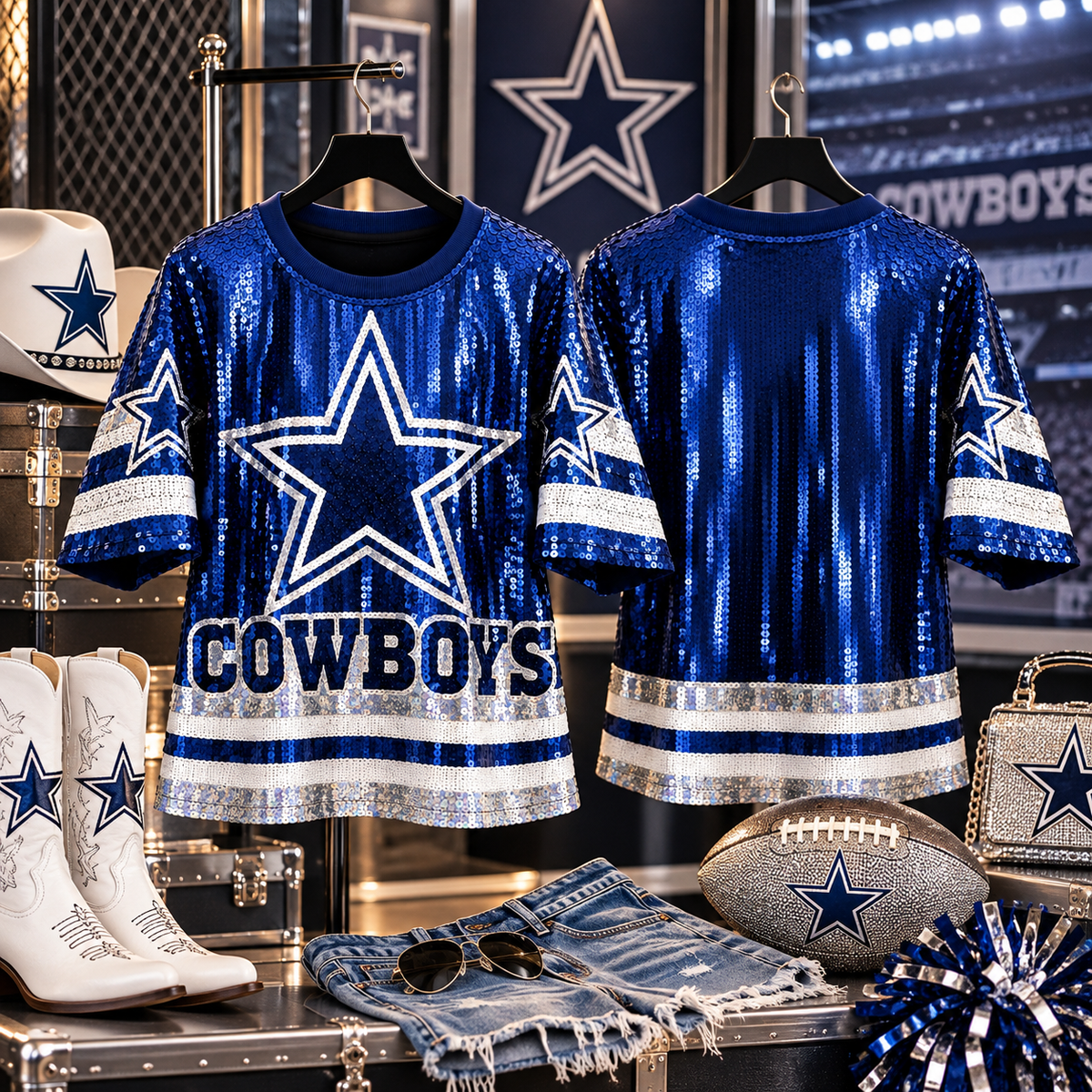 Dallas Cowboys sequin top staged game day